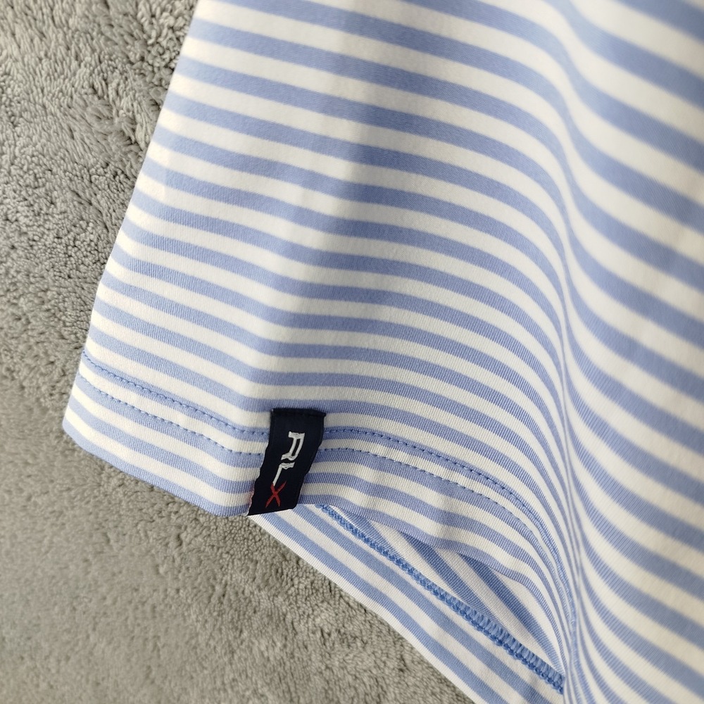 Old Memorial Golf Club Shirt Mens 2XL White Blue Stripe Polo RLX Ralph Lauren - Picture 7 of 12